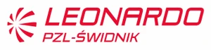 Logo firmy Leonardo PZL-Świdnik w kolorze czerwonym na białym tle symbolizujące innowacje i technologię lotniczą