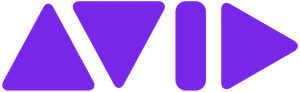 Logo firmy AVID złożone z czterech geometrycznych kształtów w intensywnym fioletowym kolorze