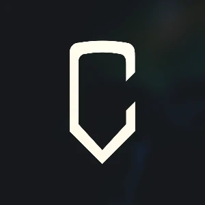Logo firmy przedstawiające stylizowaną literę C w prostej, nowoczesnej formie na ciemnym tle