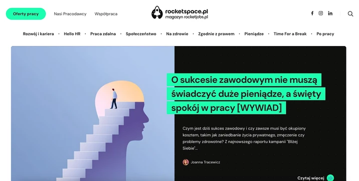Ilustracja schodów prowadzących do głowy symbolizująca drogę do sukcesu i spokoju w pracy według artykułu