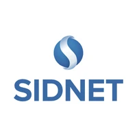 Logo firmy SIDNET w odcieniach niebieskiego z nowoczesnym, abstrakcyjnym symbolem graficznym