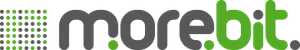 Logo firmy Morebit z nowoczesnym krojem pisma i zielonym akcentem na literach bit