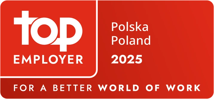 Logo Top Employer Polska 2025 symbolizujące wyróżnienie najlepszych pracodawców w kraju