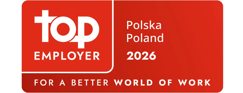 Logo Top Employer Polska 2026 wyróżniające firmy za doskonałe warunki pracy i rozwój pracowników