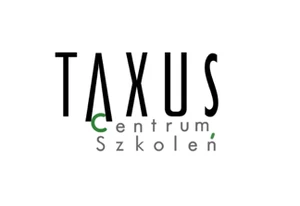 Logo firmy TAXUS Centrum Szkoleń w nowoczesnym i czytelnym stylu graficznym