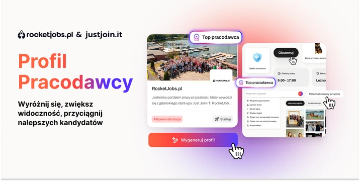 Reklama profilu pracodawcy na RocketJobs.pl i justjoin.it zwiększająca widoczność i przyciągająca kandydatów