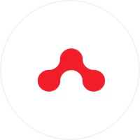 Czerwony abstrakcyjny symbol z trzema połączonymi punktami na białym tle ikona firmy