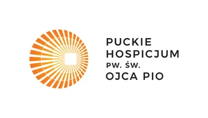 Logo Puckiego Hospicjum pw św Ojca Pio z charakterystycznym pomarańczowym wzorem koła
