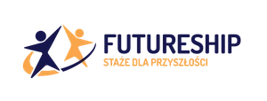 Logo firmy Futureship z napisem Staże dla przyszłości symbolizujące wsparcie i rozwój młodych talentów