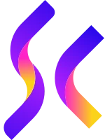 Kolorowe, abstrakcyjne kształty w fioletowo-różowo-żółtej tonacji tworzą nowoczesny wzór na białym tle