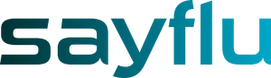 Logo firmy Sayflu w nowoczesnym stylu z gradientem kolorów od ciemnego do jasnego niebieskiego