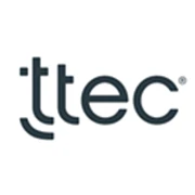 Logo firmy TTEC na białym tle, nowoczesny design z ciemnoniebieskim napisem