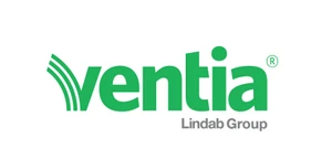Logo firmy Ventia należącej do Lindab Group w zielonym i szarym kolorze o nowoczesnym designie