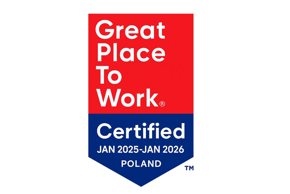 Certyfikat Great Place To Work potwierdzający świetne miejsce pracy w Polsce na lata 2025-2026