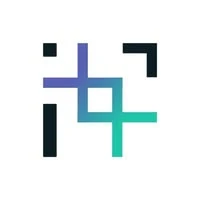 Nowoczesne logo firmy o geometrycznym wzorze złożonym z linii w odcieniach niebieskiego i czarnego