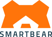 Logo SmartBear w pomarańczowo-czarnych barwach na białym tle reprezentujące firmę technologiczną
