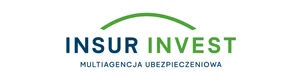 Logo multiagencji ubezpieczeniowej Insur Invest z zielonym łukiem nad nazwą firmy