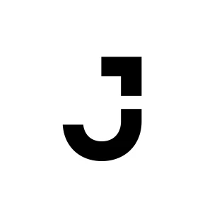 Nowoczesne logo w formie stylizowanej litery J w czerni na białym tle