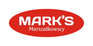 Logo firmy MARK'S Marszałkowscy na czerwonym owalu symbolizujące profesjonalizm i rozpoznawalność marki