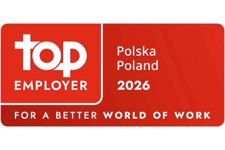 Logo Top Employer Polska 2026 świadczące o prestiżu i wysokich standardach pracodawcy na polskim rynku pracy